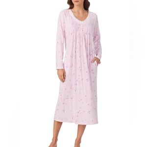 Eileen West Long Sleeve Lace Trim Nightgown Light Pink M NWT
